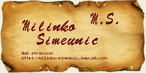 Milinko Simeunić vizit kartica